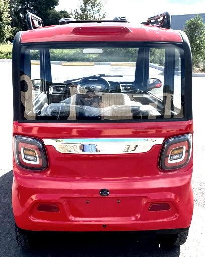 Four Passenger Red Electric Golf Car Small LSV Low Speed Vehicle Golf Cart 4 Seater 60v Coco Coupe Scooter Car With AC & Heat