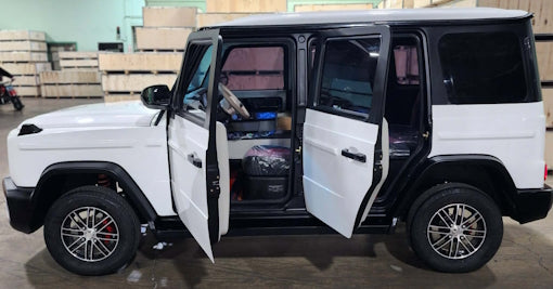 Coco Boxer Elite Scratch ~n~ Dent Electric Golf Cart Larger Size 4 Passenger Low Speed Vehicle With AC & Heat - WHITE