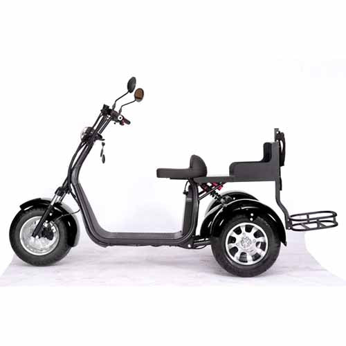 2000W Electric Fat Tire Trike 60V 3 Wheel Scooter Moped Bike w/ Golf Rack Like CityCoco Bike - CT-3G - BLACK