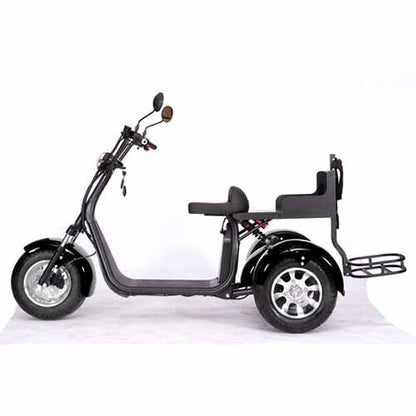 2000W Electric Fat Tire Trike 60V 3 Wheel Scooter Moped Bike w/ Golf Rack Like CityCoco Bike - CT-3G - BLACK