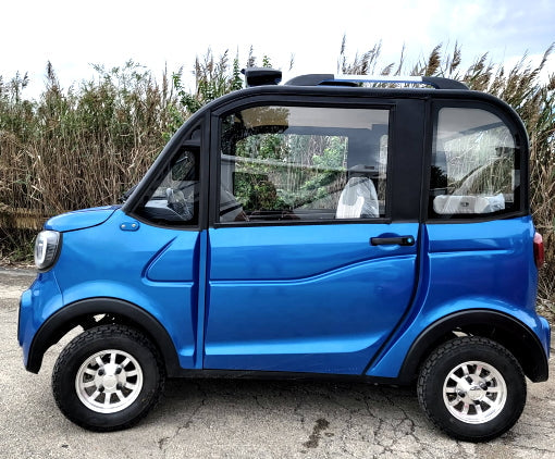 LE Doorless Coco Coupe Electric Golf Car Small LSV Low Speed Vehicle Golf Cart 4 Seater 60v Scooter Car - BEACH EDITION - BLUE