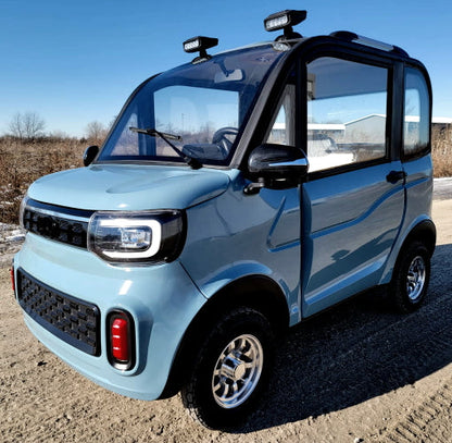 Electric Golf Car 4 Seater Small LSV Low Speed Vehicle Golf Cart 4 Seater 60v Coco Coupe Scooter Car With - Blue Gray
