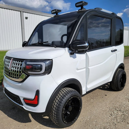 LE Coco Coupe Red Electric Golf Car Small LSV Low Speed Vehicle Golf Cart 4 Seater 60v Scooter Car - White