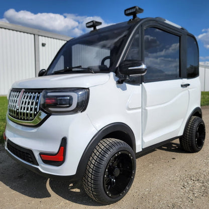 LE Coco Coupe Red Electric Golf Car Small LSV Low Speed Vehicle Golf Cart 4 Seater 60v Scooter Car - White