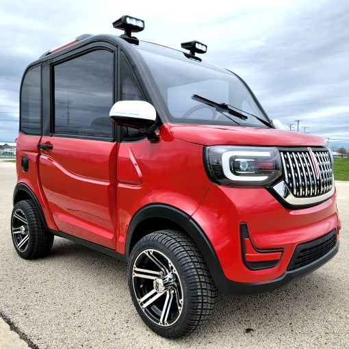LE Coco Coupe Red Electric Golf Car Small LSV Low Speed Vehicle Golf Cart 4 Seater 60v Scooter Car - SW - RED