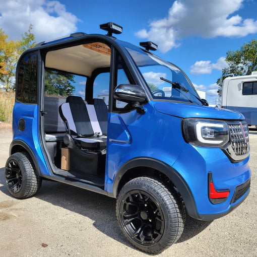 LE Doorless Coco Coupe Electric Golf Car Small LSV Low Speed Vehicle Golf Cart 4 Seater 60v Scooter Car - BEACH EDITION - BLUE