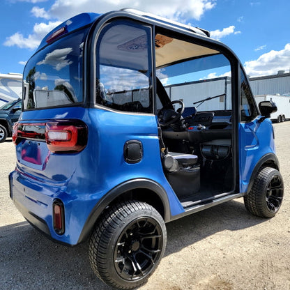 LE Doorless Coco Coupe Electric Golf Car Small LSV Low Speed Vehicle Golf Cart 4 Seater 60v Scooter Car - BEACH EDITION - BLUE