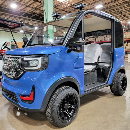LE Doorless Coco Coupe Electric Golf Car Small LSV Low Speed Vehicle Golf Cart 4 Seater 60v Scooter Car - BEACH EDITION - BLUE