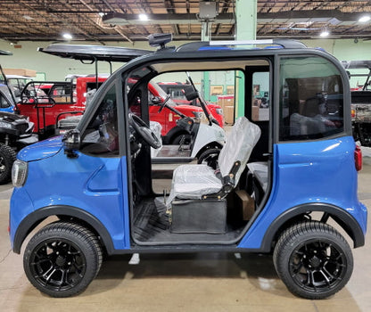 LE Doorless Coco Coupe Electric Golf Car Small LSV Low Speed Vehicle Golf Cart 4 Seater 60v Scooter Car - BEACH EDITION - BLUE