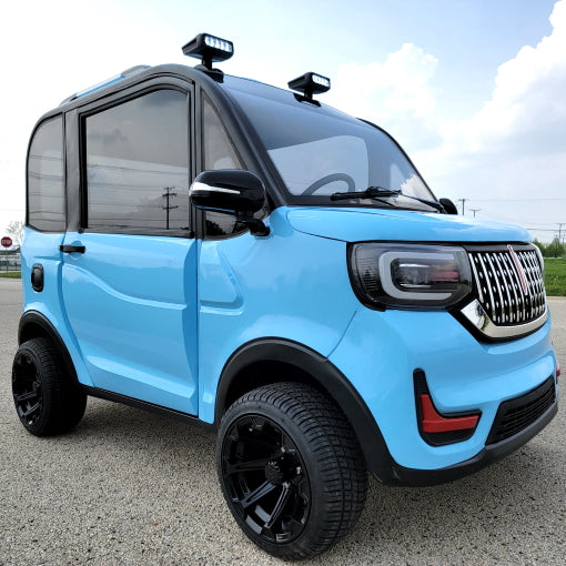 LE Coco Coupe Electric Golf Car Small LSV Low Speed Vehicle Golf Cart 4 Seater 60v Scooter Car - LIGHT BLUE