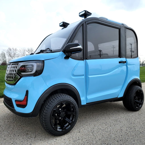 LE Coco Coupe Electric Golf Car Small LSV Low Speed Vehicle Golf Cart 4 Seater 60v Scooter Car - LIGHT BLUE
