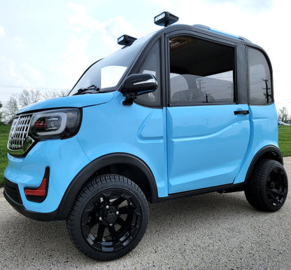 LE Coco Coupe Electric Golf Car Small LSV Low Speed Vehicle Golf Cart 4 Seater 60v Scooter Car - LIGHT BLUE