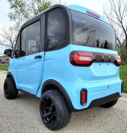 LE Coco Coupe Electric Golf Car Small LSV Low Speed Vehicle Golf Cart 4 Seater 60v Scooter Car - LIGHT BLUE
