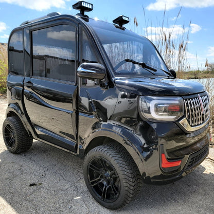 LE Coco Coupe Blackout Electric Golf Car Small LSV Low Speed Vehicle Golf Cart 4 Seater 60v Scooter Car - Black on Black