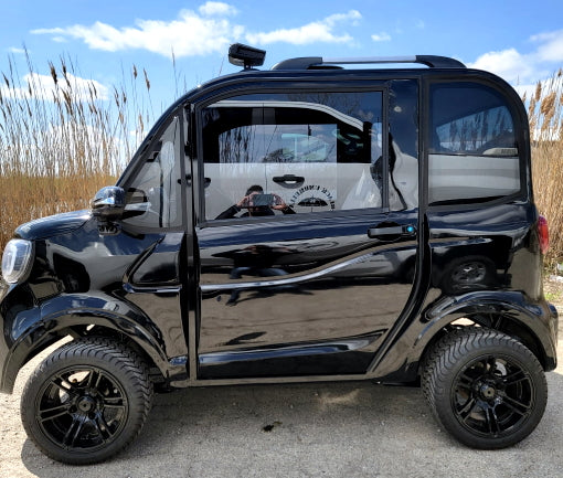 LE Coco Coupe Blackout Electric Golf Car Small LSV Low Speed Vehicle Golf Cart 4 Seater 60v Scooter Car - Black on Black