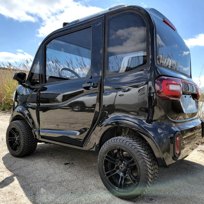 LE Coco Coupe Blackout Electric Golf Car Small LSV Low Speed Vehicle Golf Cart 4 Seater 60v Scooter Car - Black on Black