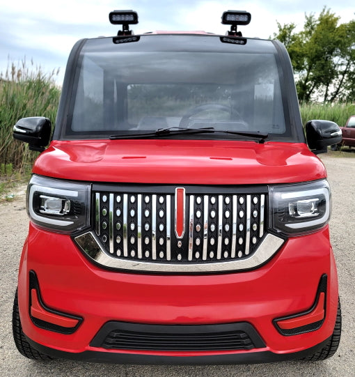 LE Coco Coupe Red Electric Golf Car Small LSV Low Speed Vehicle Golf Cart 4 Seater 60v Scooter Car - RED W/ CHROME RIMS