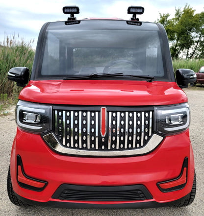 LE Coco Coupe Red Electric Golf Car Small LSV Low Speed Vehicle Golf Cart 4 Seater 60v Scooter Car - RED W/ CHROME RIMS