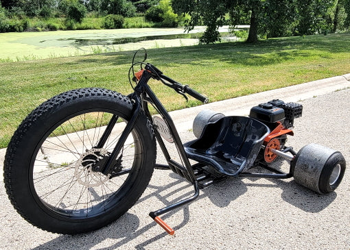 GSI - DTG Gas Powered Drift Trike Tricycle Bike Fat Ryder Motorized Big Wheel - DTG12 DTG Fat Ryder  - Black/Orange