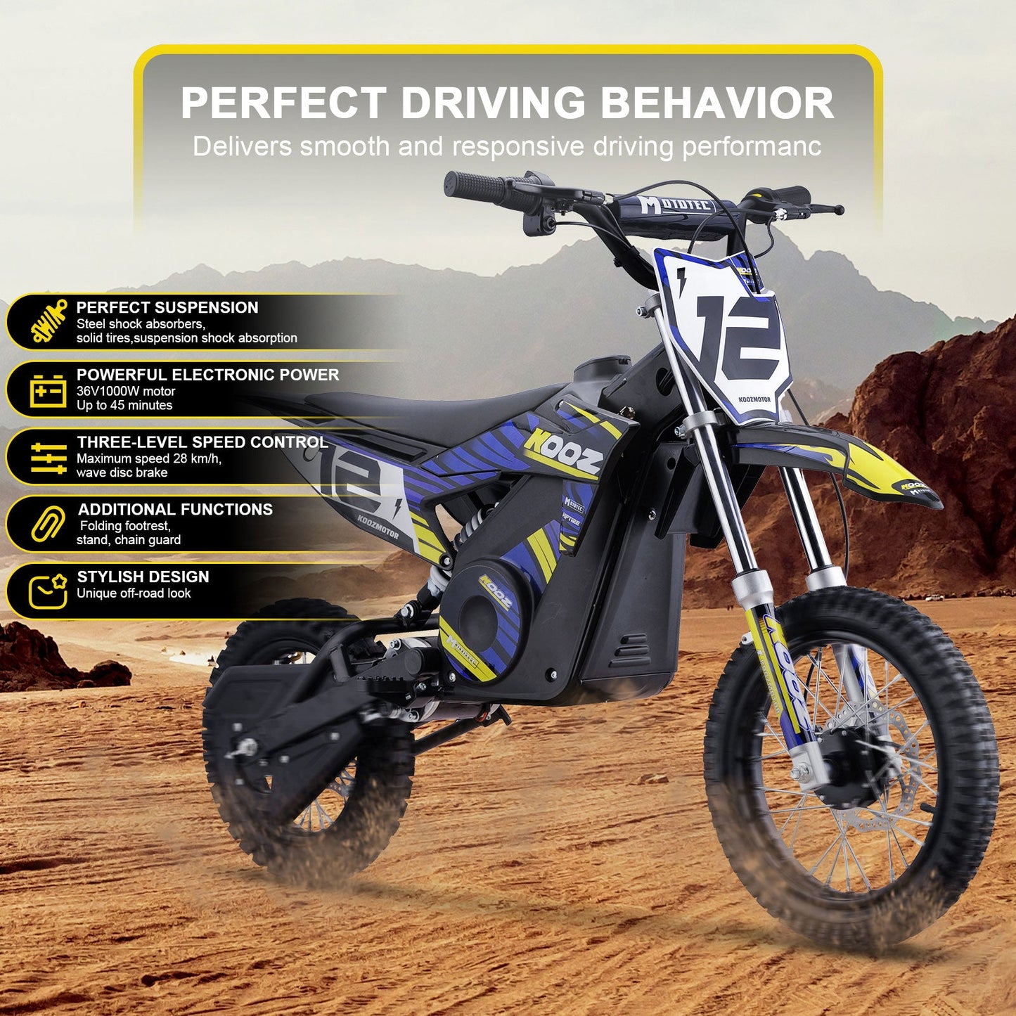 MotoTec | 36v 1000w Electric Dirt Bike | HP112E