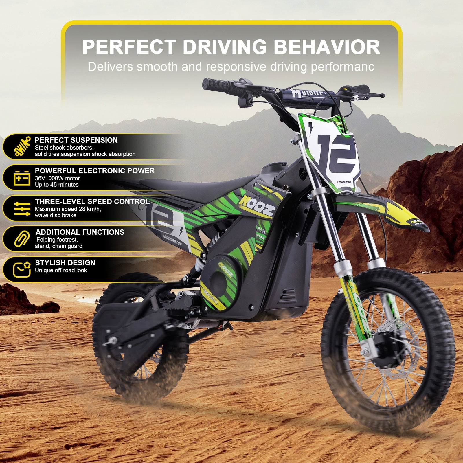 MotoTec | 36v 1000w Electric Dirt Bike | HP112E