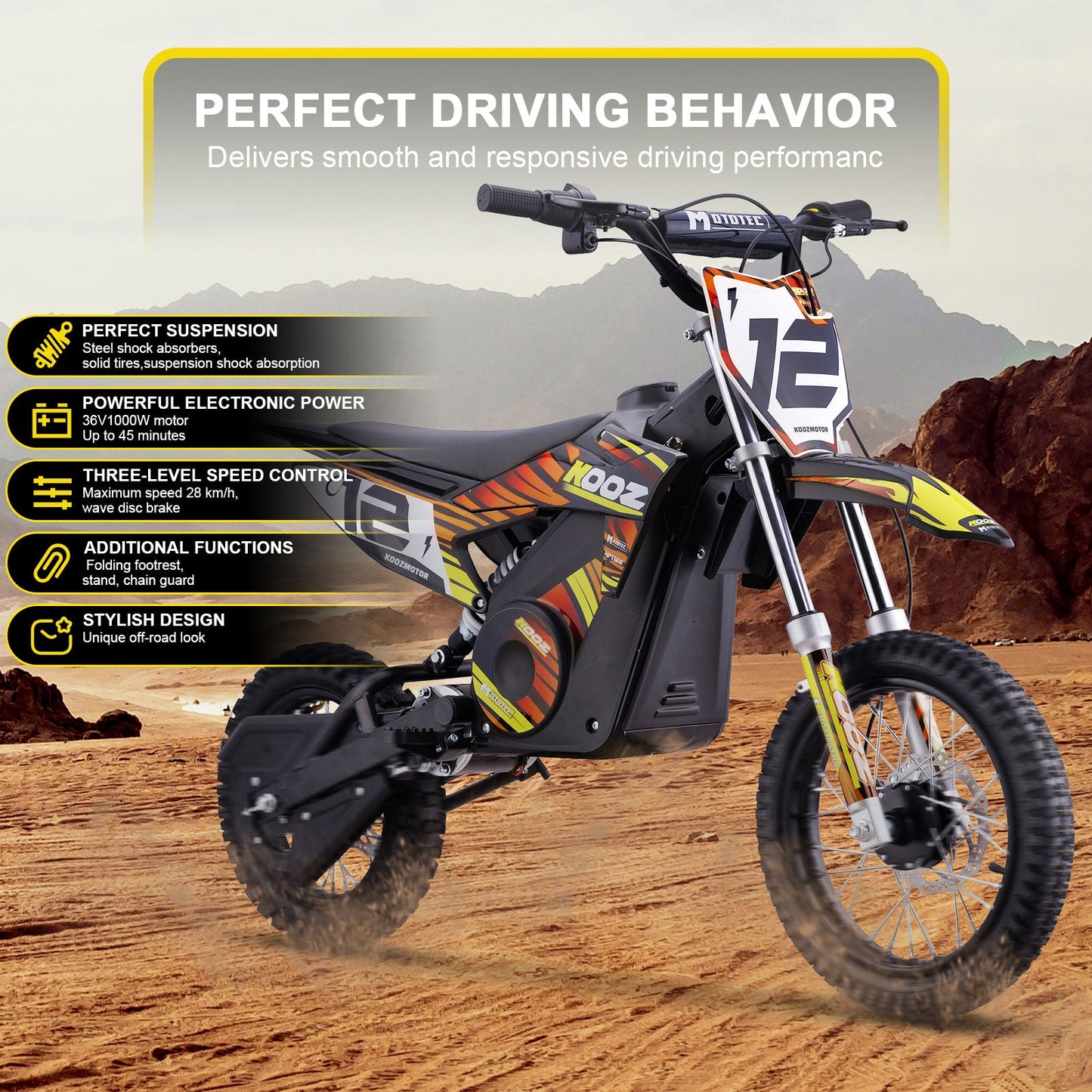 MotoTec | 36v 1000w Electric Dirt Bike | HP112E