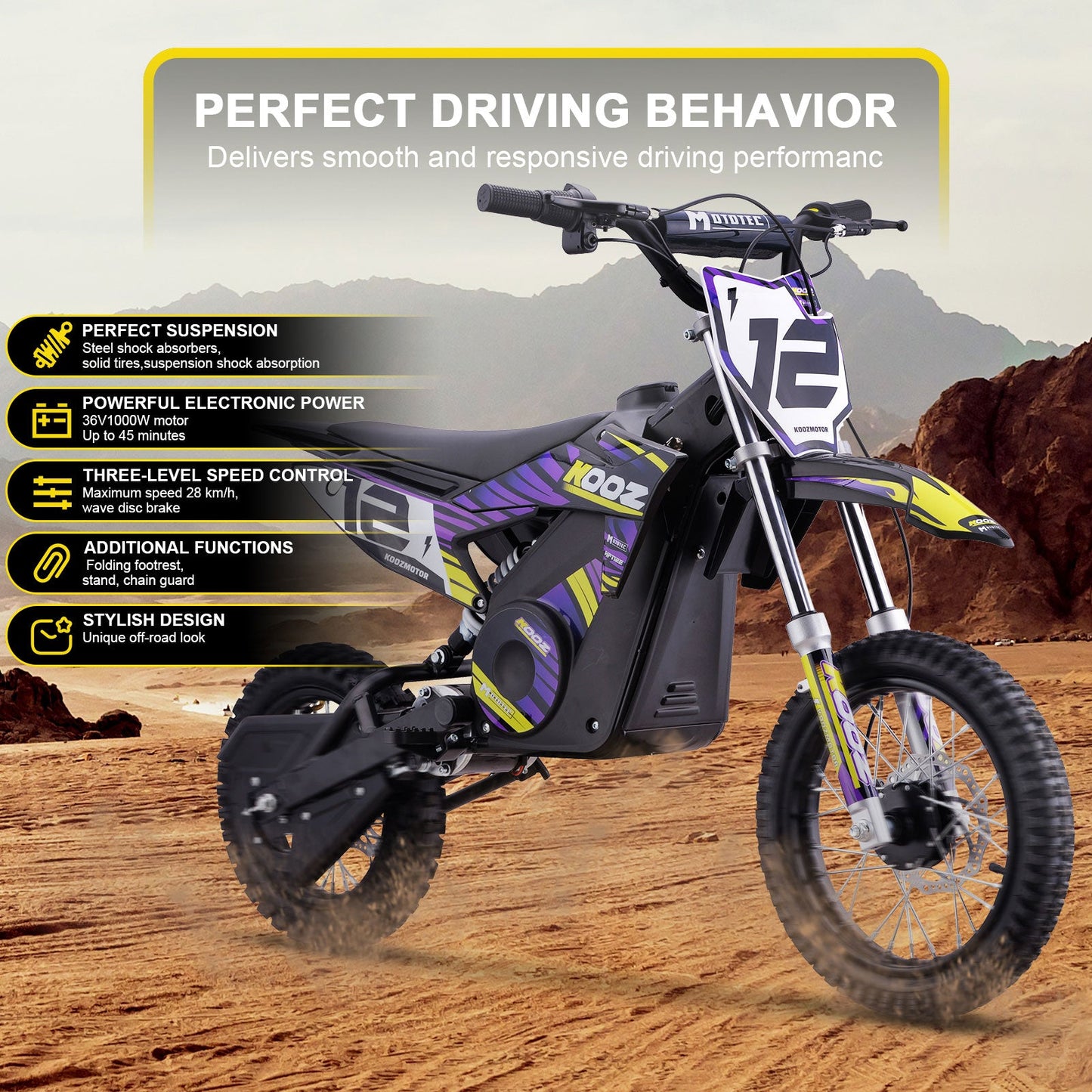 MotoTec | 36v 1000w Electric Dirt Bike | HP112E