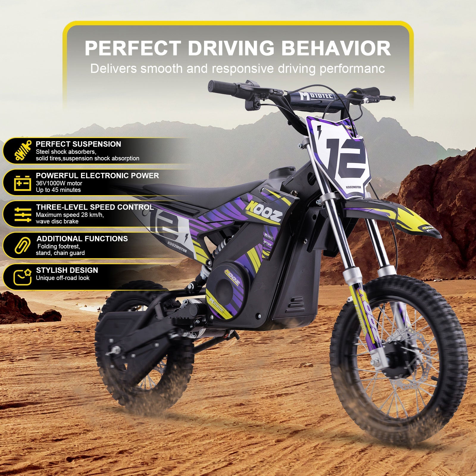 MotoTec | 36v 1000w Electric Dirt Bike | HP112E
