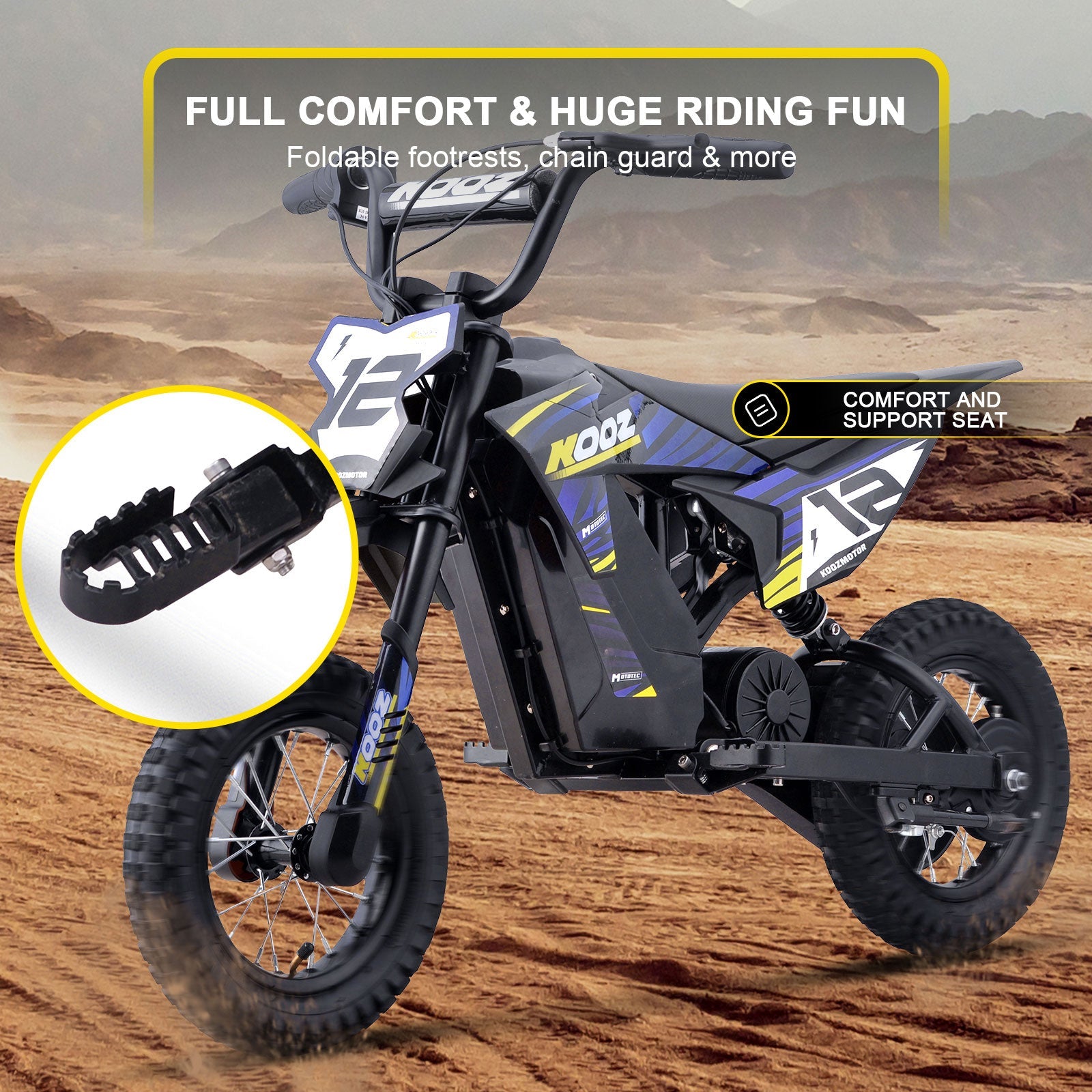 MotoTec | 36v 300w Electric Dirt Bike Blue | HP122E
