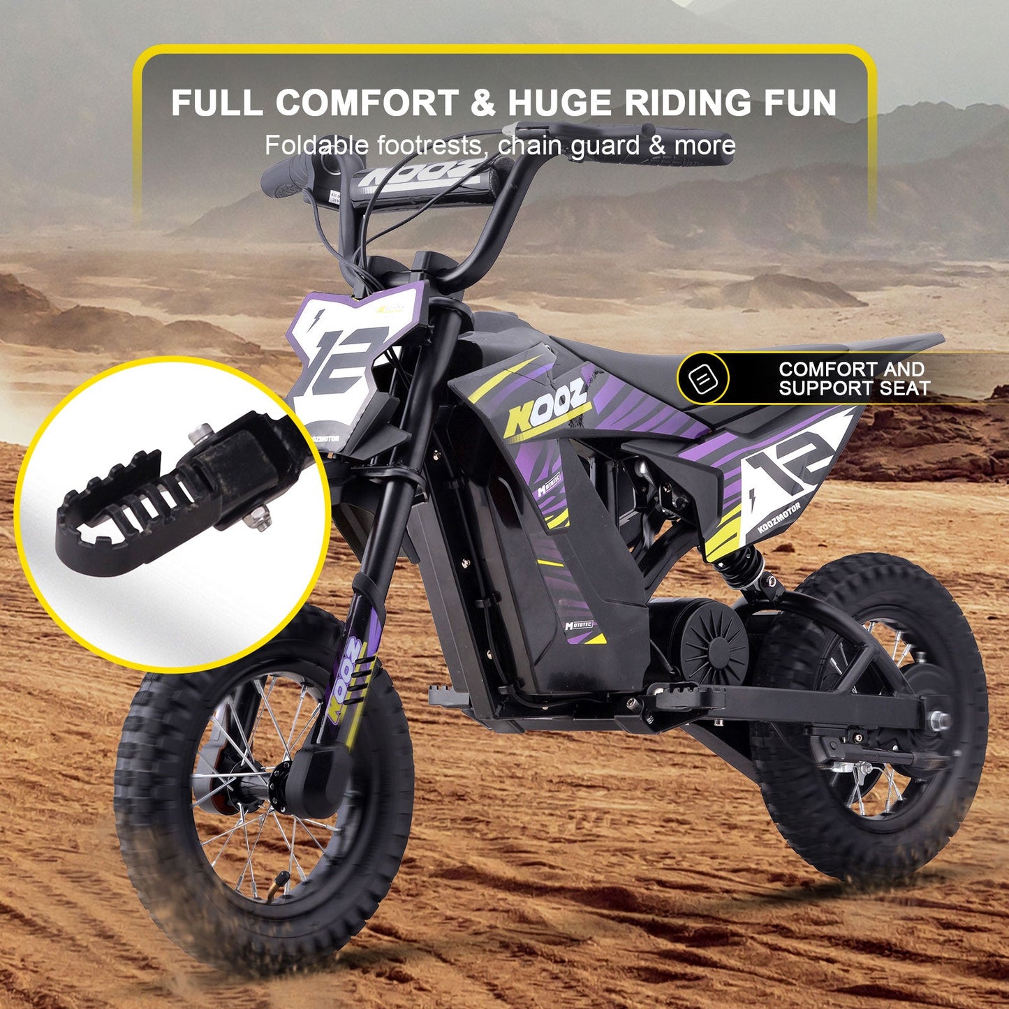 MotoTec | 36v 300w Electric Dirt Bike Purple | HP122E