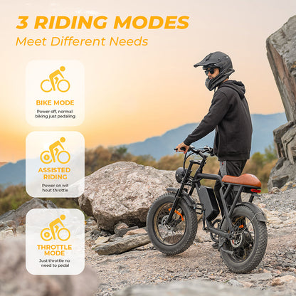 Megawheels EB01 Fat‑Tire 48V 500W All-Terrain Electric Bike - 33 MPH, up to 40 Miles, dual brakes - 100% Financing Available!