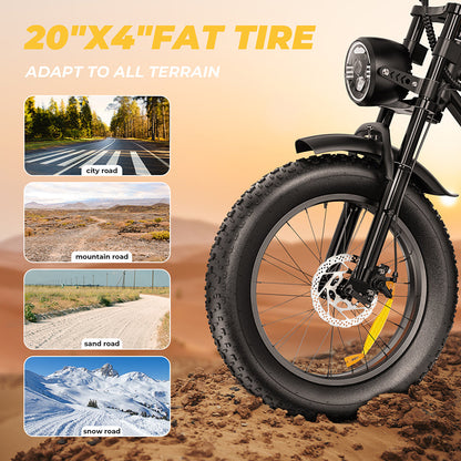 Megawheels EB01 Fat‑Tire 48V 500W All-Terrain Electric Bike - 33 MPH, up to 40 Miles, dual brakes - 100% Financing Available!