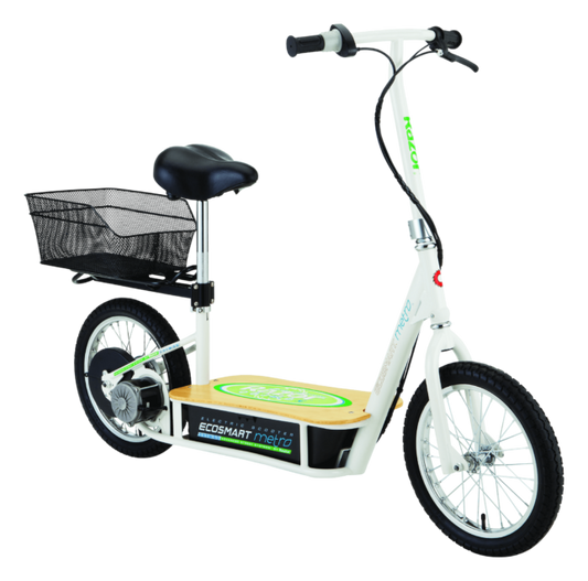 Razor EcoSmart Metro Electric Scooter - Long Range Commuter with Seat and Basket