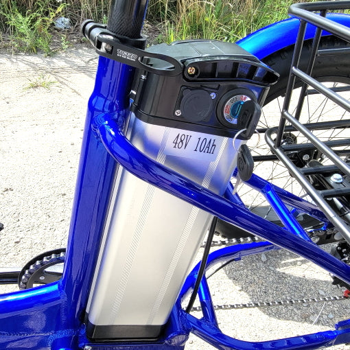 Electric Powered Fat Tire Tricycle Motorized 3 Wheel Trike Scooter Bicycle - Savage YLS - BLUE