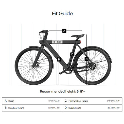 Bird - A-Frame eBike, 500Watt Motor Electric Bike, 50mi Max Range, Embedded Dash Display, Removable Battery, and App Compatible Moped With Pedals 182 - Grey