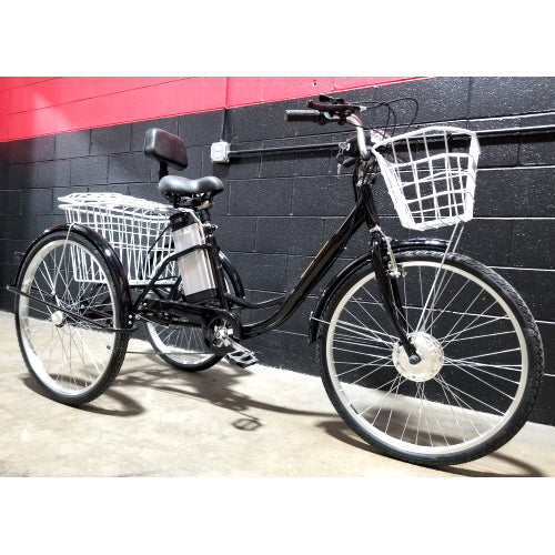 26" Electric Powered Tricycle Motorized 3 Wheel Mobility Trike Scooter Bicycle - Critter SLC - BLACK