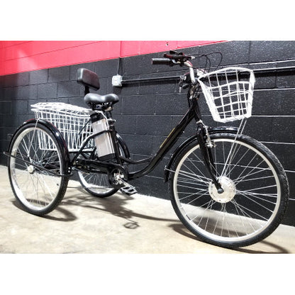 26" Electric Powered Tricycle Motorized 3 Wheel Mobility Trike Scooter Bicycle - Critter SLC - BLACK