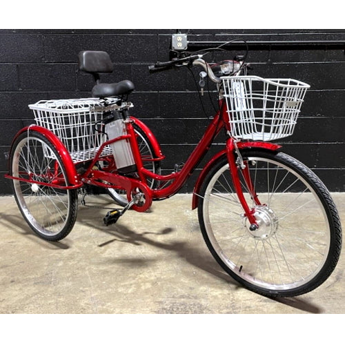 26" Electric Powered Adult Tricycle Motorized 3 Wheel Mobility Trike Scooter Bicycle - Critter SLC - RED