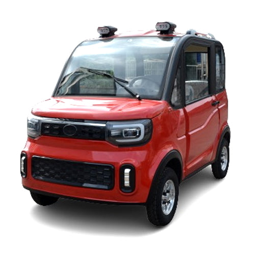 Four Passenger Red Electric Golf Car Small LSV Low Speed Vehicle Golf Cart 4 Seater 60v Coco Coupe Scooter Car With AC & Heat
