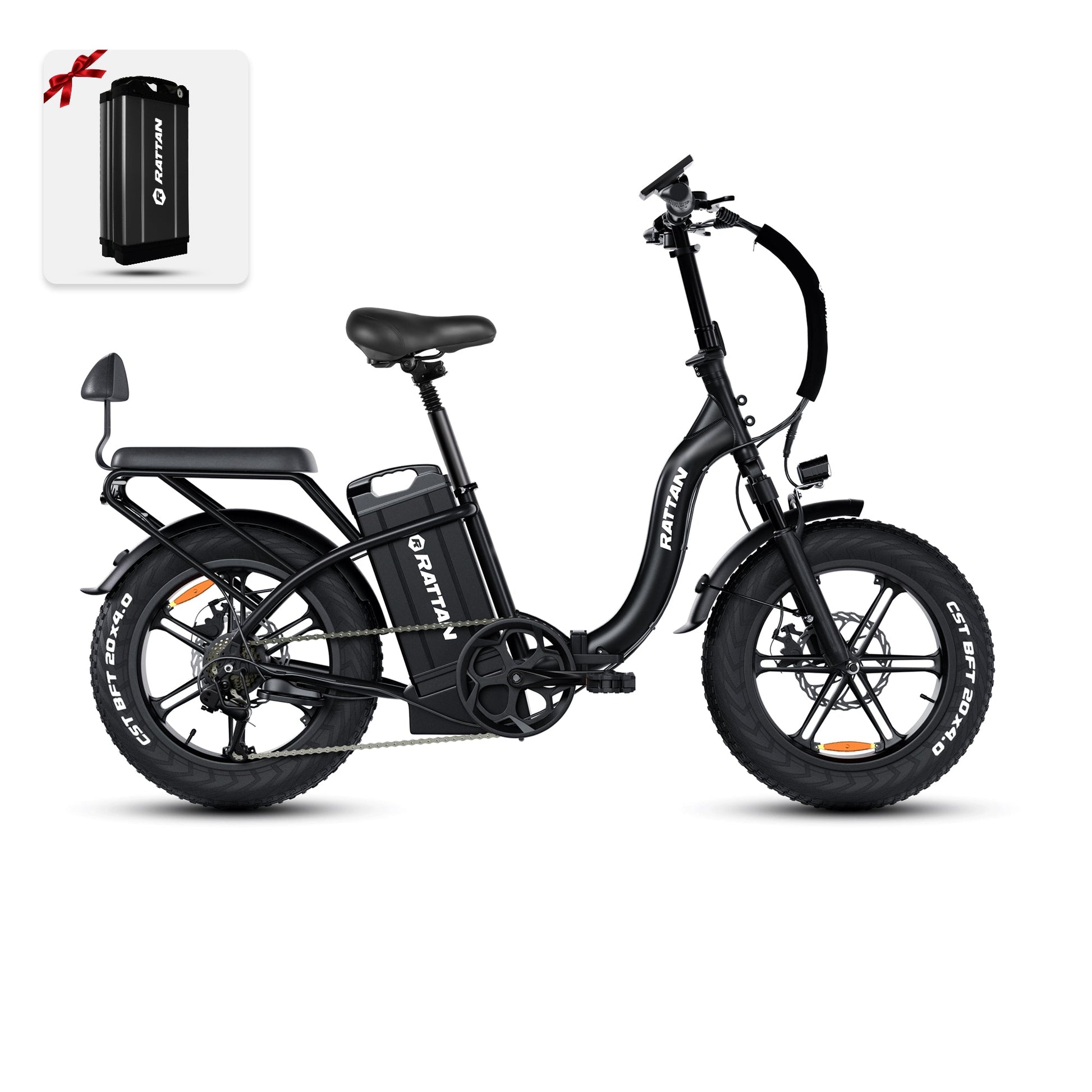 Rattan LF ULTRA 1000W 48V 40.5Ah Brushless Gear Hub Motor Full Suspension Fat Tire 4.0 Foldable 2-Seater Step-Through Electric Bike with Hydraulic Brakes and Max Range of 120 Miles! - 100% Financing Available! - Coming May 2026