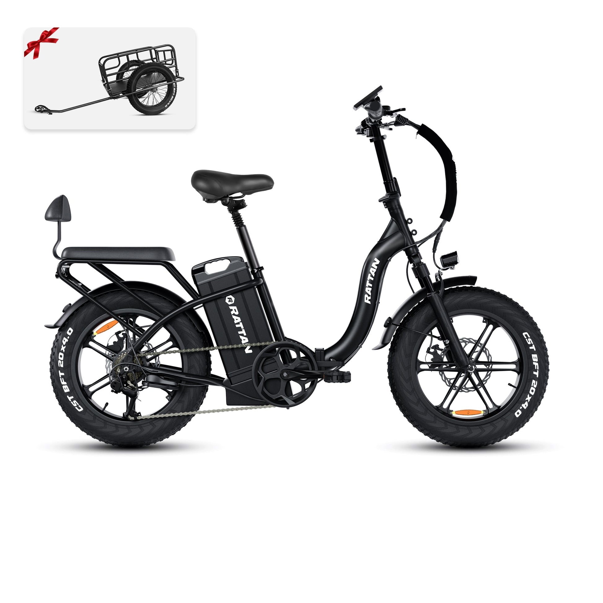 Rattan LF ULTRA 1000W 48V 40.5Ah Brushless Gear Hub Motor Full Suspension Fat Tire 4.0 Foldable 2-Seater Step-Through Electric Bike with Hydraulic Brakes and Max Range of 120 Miles! - 100% Financing Available! - Coming May 2026