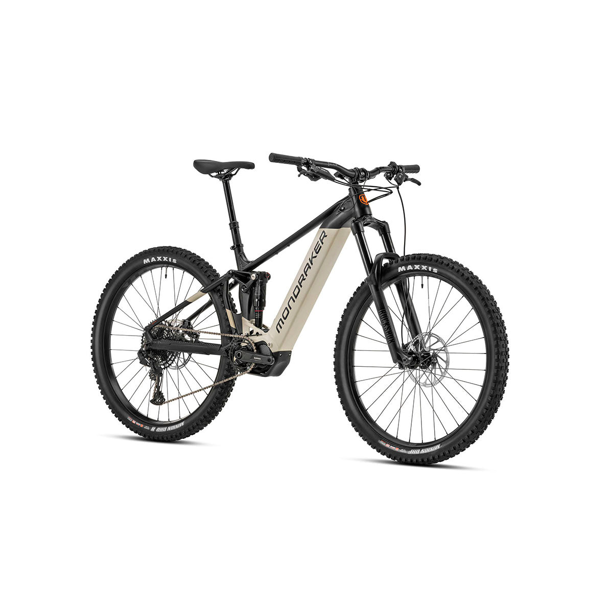 Mondraker DUSK SE Electric Enduro Mountain Bike - Black, Desert Grey, and Orange