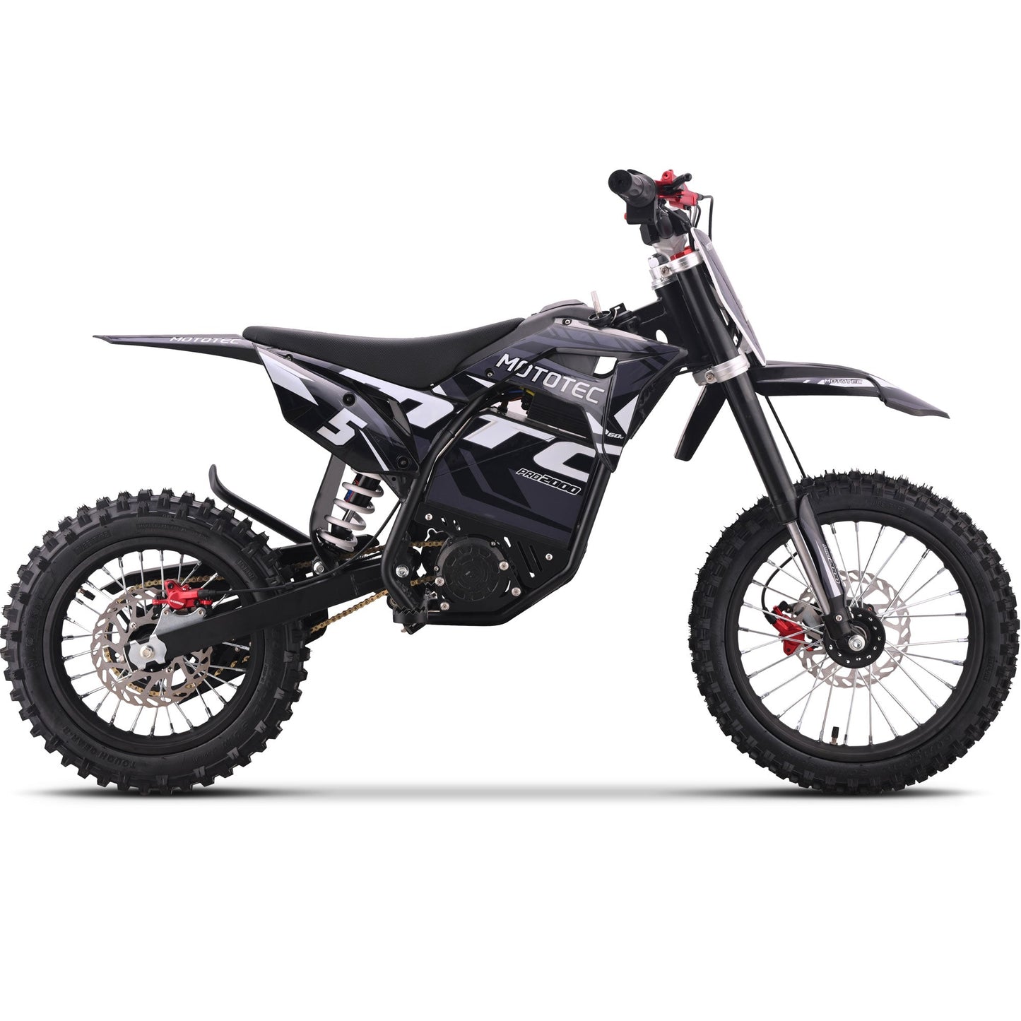 MotoTec 60V Pro Electric Dirt Bike 2000w Lithium, 15.6Ah, brushless, front and rear suspension and hydraulic brakes - 100 % Financing Available!