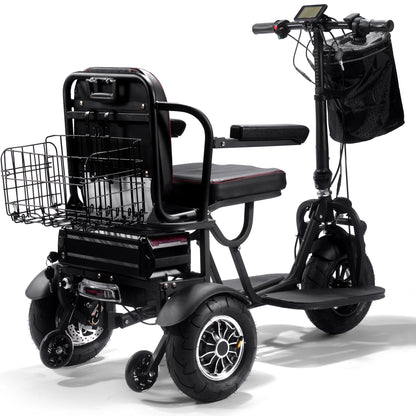 MotoTec | Folding Mobility Electric Trike 48v 1000w Dual Motor Lithium Black