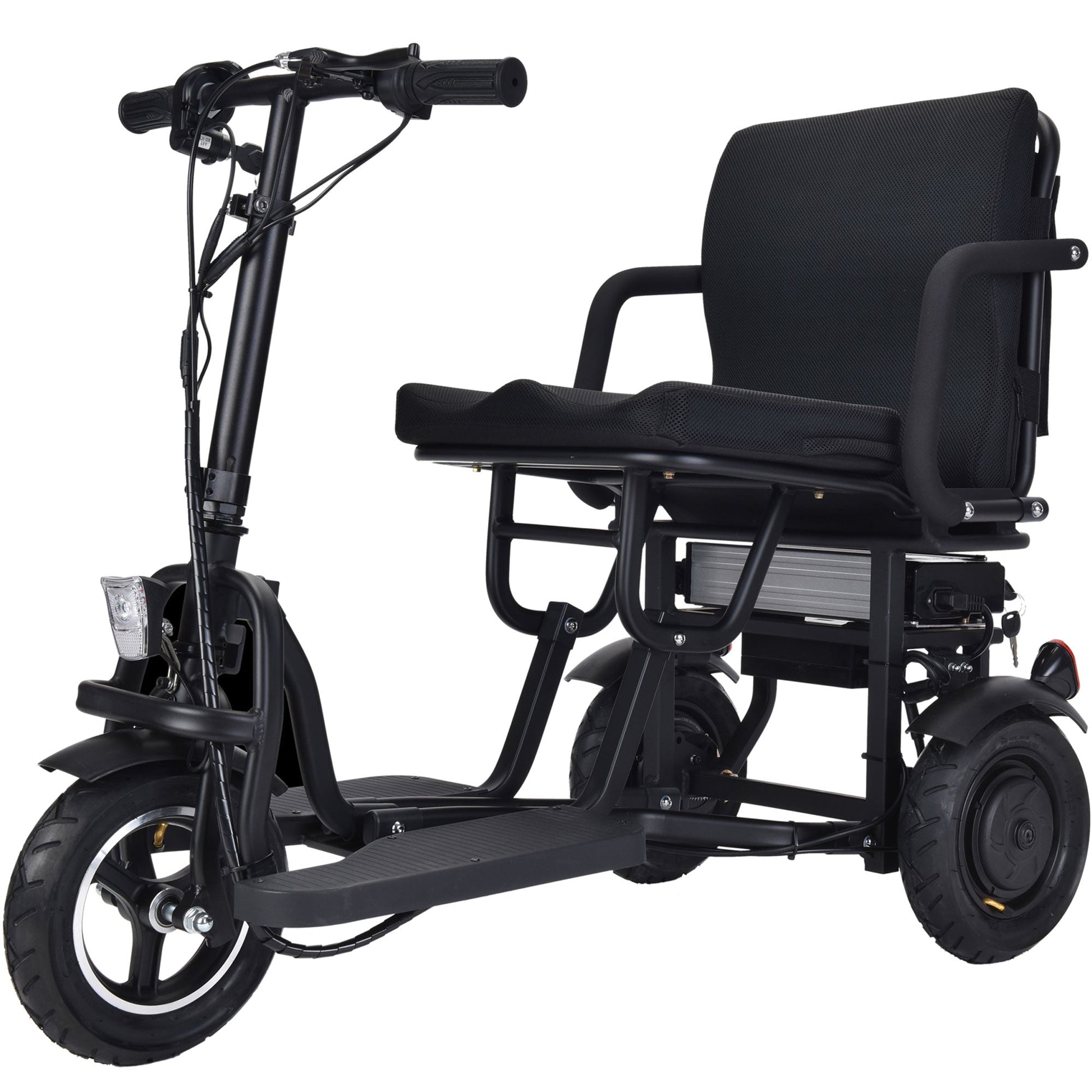 MotoTec | Folding Mobility Electric Trike 48v 700w Dual Motor Lithium Black