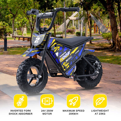 MotoTec | 24v 250w Electric Powered Mini Bike Blue | HP120E