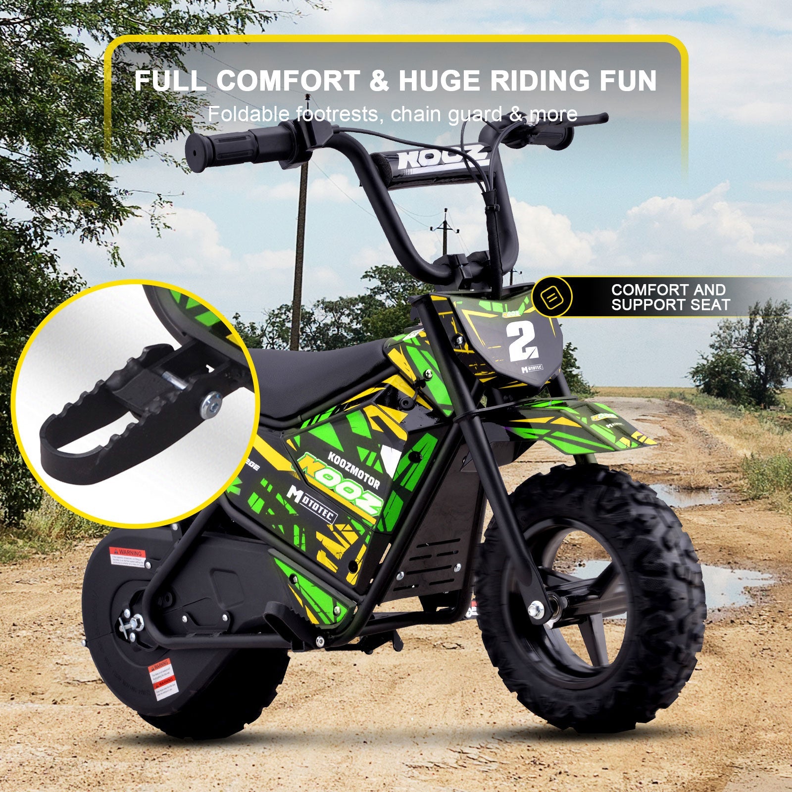 MotoTec | 24v 250w Electric Powered Mini Bike Green | HP120E