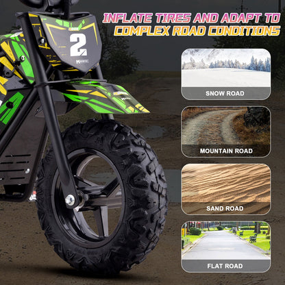 MotoTec | 24v 250w Electric Powered Mini Bike Green | HP120E