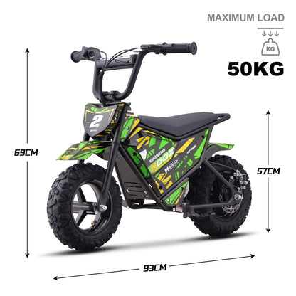 MotoTec | 24v 250w Electric Powered Mini Bike Green | HP120E
