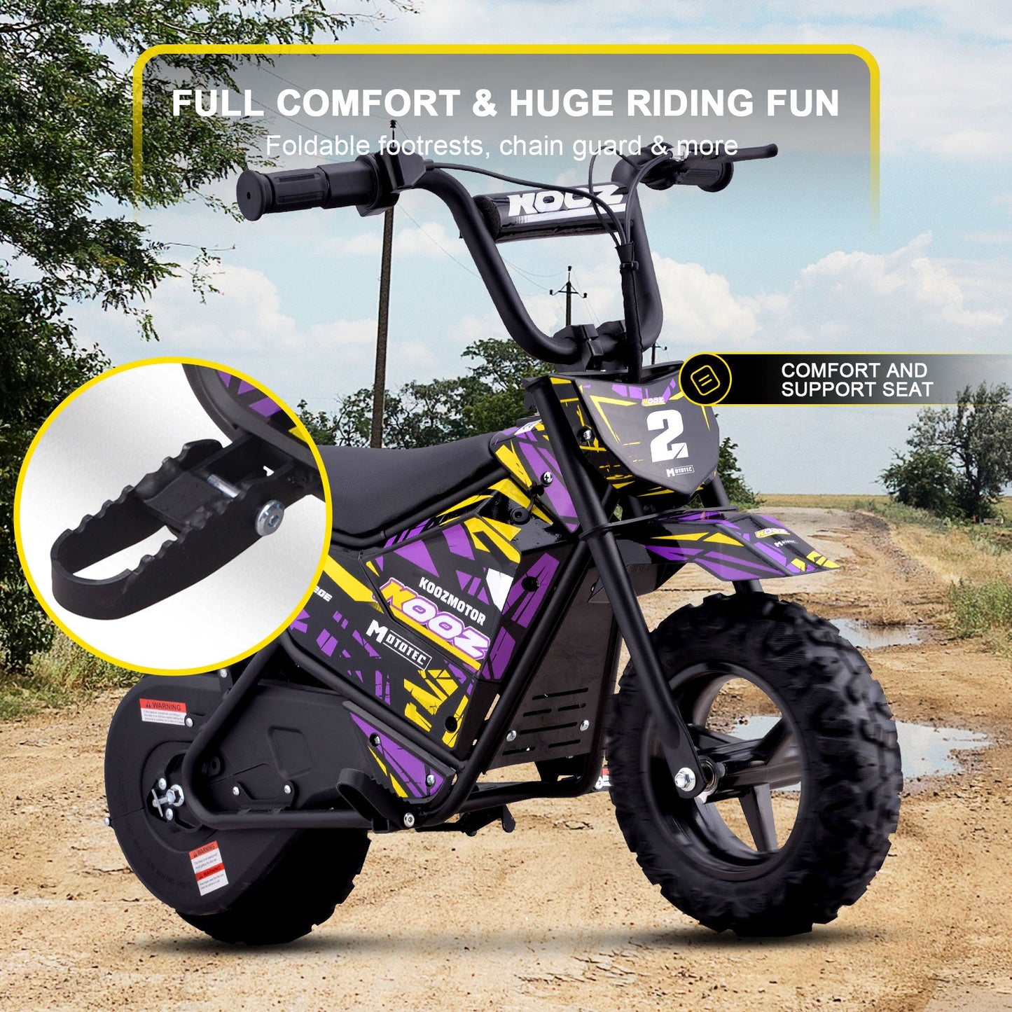 MotoTec | 24v 250w Electric Powered Mini Bike Purple | HP120E